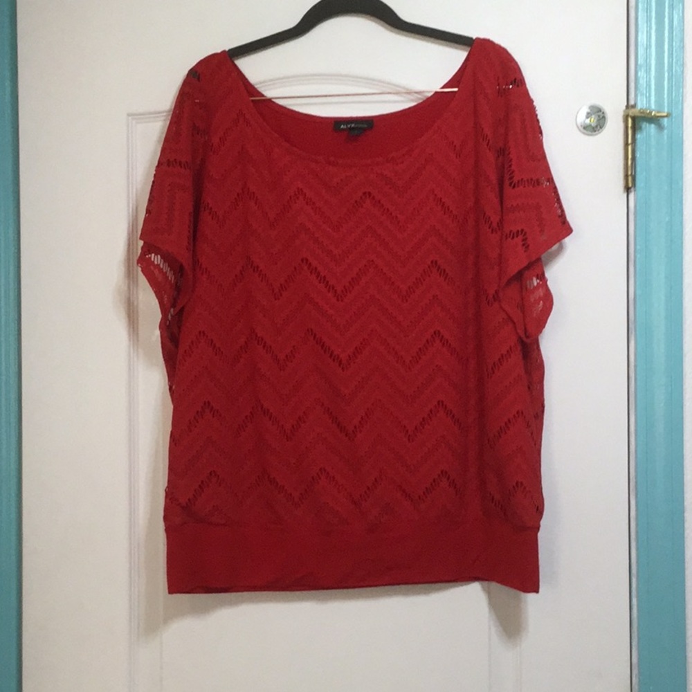 red blouse with pattern